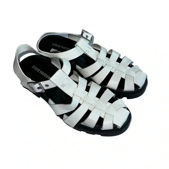 Steve Madden Off-White Fisherman Close To Sandal Girls Size 3 - Picture 2 of 8